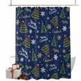 thumbnail image 1 of Shower Curtain 72"W x 72"L Vintage Christmas Trees Snowflakes Blue Fabric Shower Curtains Set with Hooks Water Repellent Bathroom Curtains Machine Washable Bathroom Accessories, 1 of 7