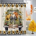 thumbnail image 1 of Shower Curtain 72"W x 78"L Autumn Thanksgiving Truck Pumpkin Linen Fabric Shower Curtains Set with Hooks Water Repellent Bathroom Curtains Machine Washable Bathroom Accessories, 1 of 6