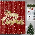 thumbnail image 1 of Shower Curtain 72"W x 84"L Merry Christmas Golden Snowflake Polka Dots Red Fabric Shower Curtains Set with Hooks Water Repellent Bathroom Curtains Machine Washable Bathroom Accessories, 1 of 9