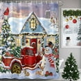 thumbnail image 1 of Shower Curtain 72"W x 84"L Snowman Christmas Tree Red Truck Cardinal Fabric Shower Curtains Set with Hooks Water Repellent Bathroom Curtains Machine Washable Bathroom Accessories, 1 of 9