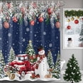 thumbnail image 1 of Shower Curtain 72"W x 84"L Snowman Christmas Trees Pine Leaves Blue Fabric Shower Curtains Set with Hooks Water Repellent Bathroom Curtains Machine Washable Bathroom Accessories, 1 of 9
