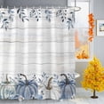 thumbnail image 1 of Shower Curtain 72"W x 84"L Thanksgiving Blue Watercolor Pumpkins Wood Grain Fabric Shower Curtains Set with Hooks Water Repellent Bathroom Curtains Machine Washable Bathroom Accessories, 1 of 6