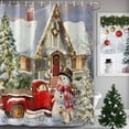 thumbnail image 1 of Shower Curtain 72"W x 84"L Vintage Christmas Snowman Truck Xmas Tree Fabric Shower Curtains Set with Hooks Water Repellent Bathroom Curtains Machine Washable Bathroom Accessories, 1 of 9