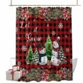 thumbnail image 1 of Shower Curtain 72"W x 96"L Christmas Snowman Poinsettia Snowflakes Plaid Fabric Shower Curtains Set with Hooks Water Repellent Bathroom Curtains Machine Washable Bathroom Accessories, 1 of 7