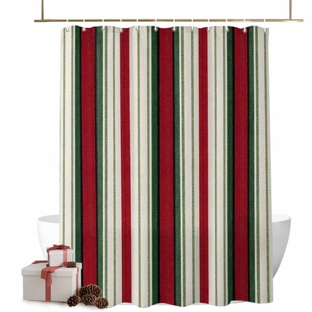 Shower Curtain 72"W x 96"L Christmas Vintage Red Fabric Shower Curtains Set with Hooks Water Repellent Bathroom Curtains Machine Washable Bathroom Accessories
