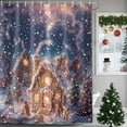 thumbnail image 1 of Shower Curtain 72"W x 96"L Winter Christmas Gingerbread Men House Snowflake Night Fabric Shower Curtains Set with Hooks Water Repellent Bathroom Curtains Machine Washable Bathroom Accessories, 1 of 9