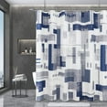 thumbnail image 1 of Shower Curtain 72 x 84 Inch, Extra Long Shower Curtain Blue,Cloth Fabric Shower Curtain for Bathroom Decor, Mid Century Modern Minimalist Waterproof Shower Curtain Set with Hooks, Navy and White, 1 of 6