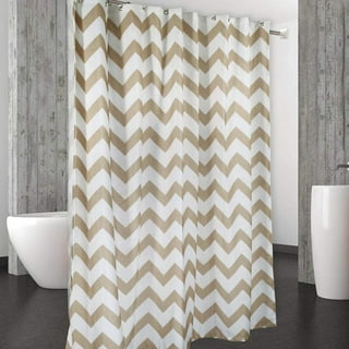 Grey and White Herringbone Shower Curtain, Modern Gray Geometric