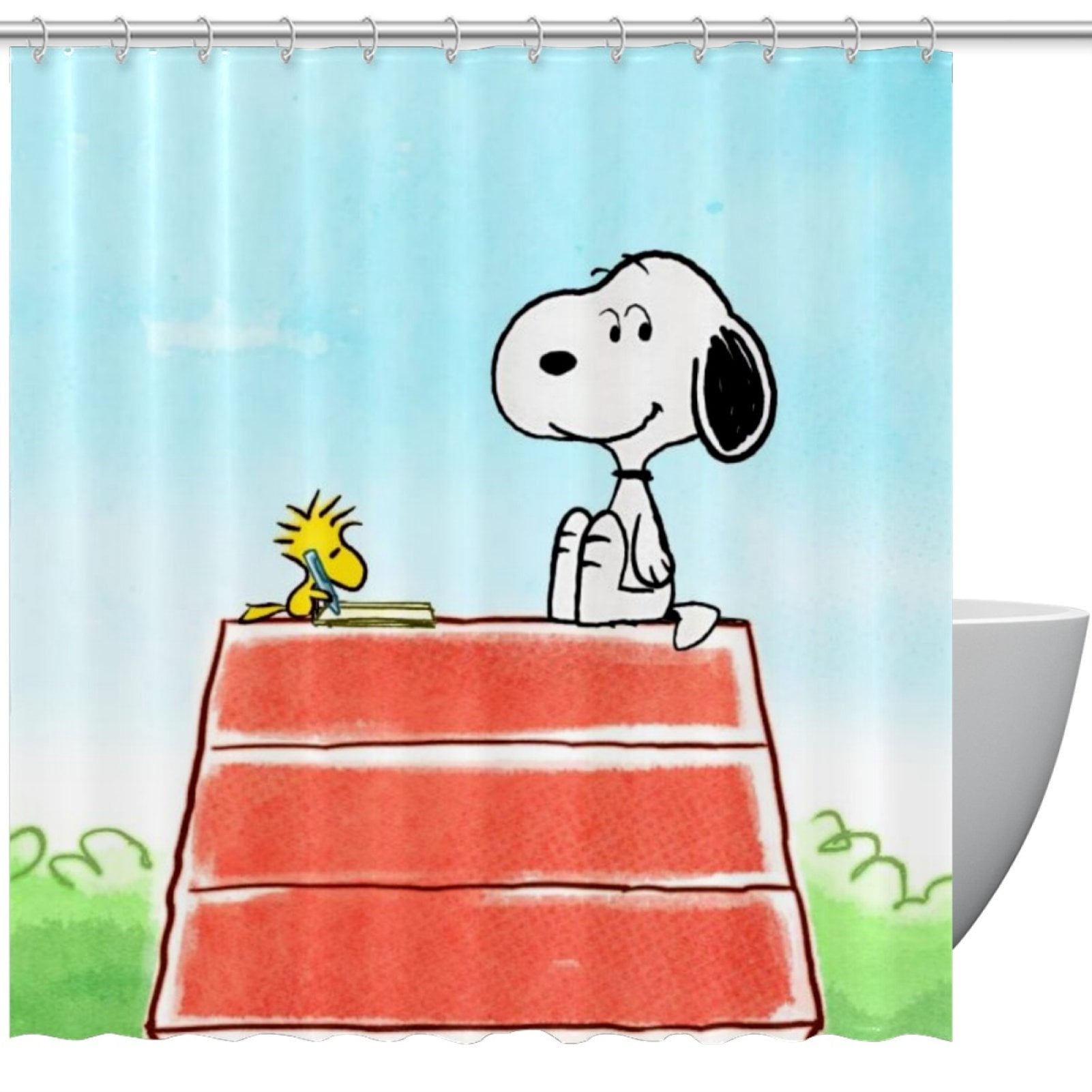 Shower Curtain 72" x72" with Hook Snoopy Printed Bathroom Curtain