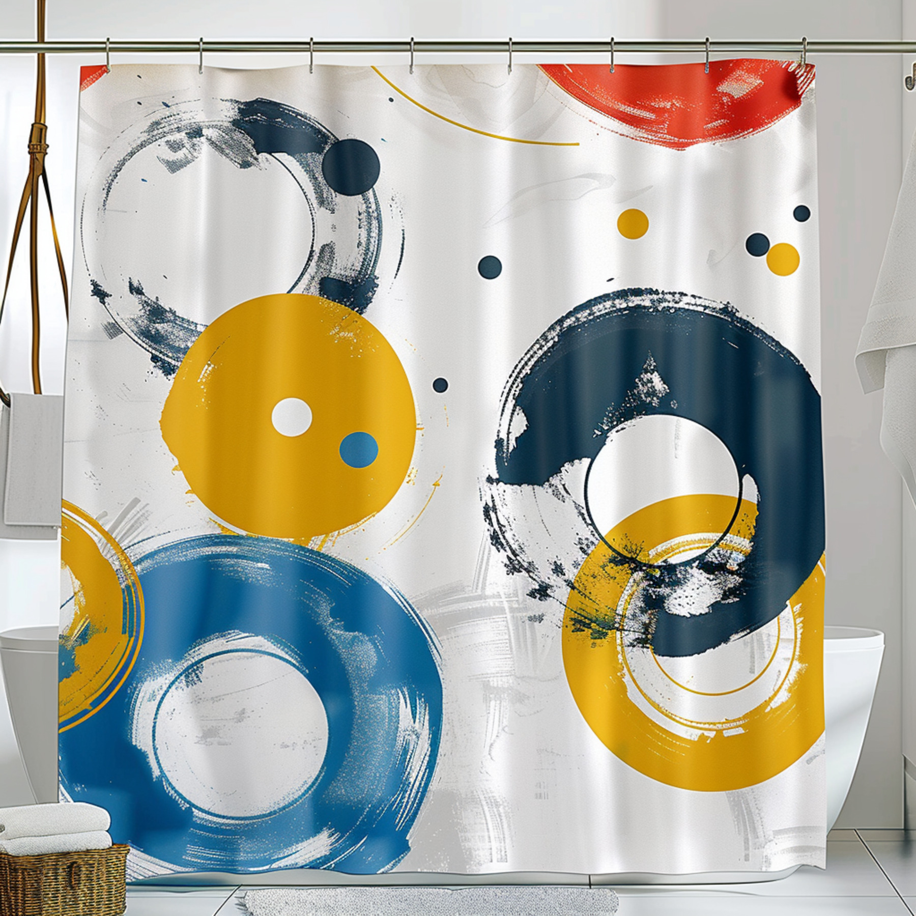 Shower Curtain Abstract Colorful Circles Design for Bathroom Decor