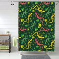 thumbnail image 1 of Shower Curtain, Abstract Cute Lizard Gecko Leaves Waterproof Fabric Plastic Shower Curtain, Drying Fast Bathroom Curtain with 9 Buttonholes, Ruffle Shower Curtain 60x72in, 1 of 8