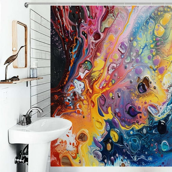 Shower Curtain Abstract Fluid Art Bath Curtain Polyester Fabric Bathroom Ration With Hooks