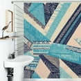thumbnail image 1 of Shower Curtain Abstract Geometric Teal Pattern Polyester Waterproof Home Ration Curtain With Hook, 1 of 4