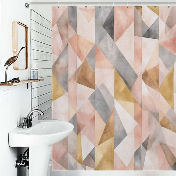 Shower Curtain Abstract Geometric Watercolor Pattern Bathroom Waterproof Polyester Home Ration Curtain With Hook