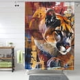thumbnail image 1 of Shower Curtain, Abstract Lion Painting Waterproof Fabric Plastic Shower Curtain, Drying Fast Bathroom Curtain with 9 Buttonholes, Ruffle Shower Curtain 60x72in, 1 of 8