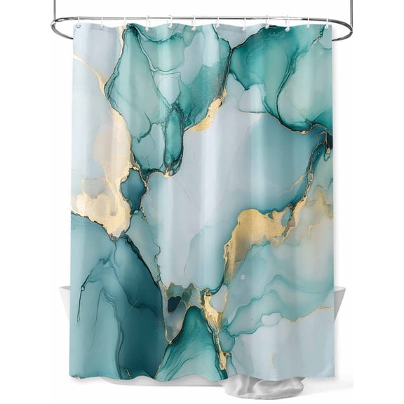 Shower Curtain Abstract Marble Shower Curtains for Bathroom, Waterproof Polyester Shower Curtain Set with Hooks, Standard Size 72" x 72" Teal Gradient
