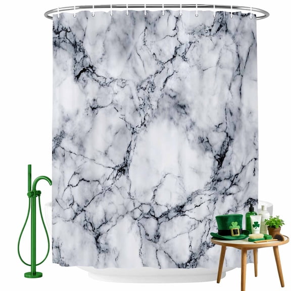 Shower Curtain, Abstract Marble Stone Texture Waterproof Shower Curtain Set with Hooks for Bathroom Showers,Stalls and Bathtubs,36x72In Natural Crack Gray Rock