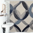 thumbnail image 1 of Shower Curtain Abstract Navy Cream Textile Design Polyester Waterproof Home Ration Curtain With Hook, 1 of 4