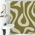 thumbnail image 1 of Shower Curtain Abstract Olive Green Wavy Pattern Bathroom Waterproof Polyester Home Ration Curtain With Hook, 1 of 4