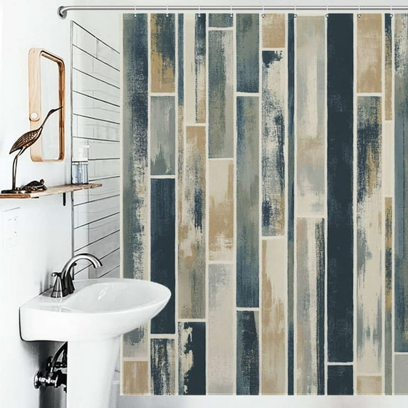 Shower Curtain Abstract Painted Wood Planks Polyester Waterproof Home Ration Curtain With Hook