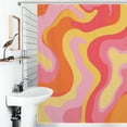 thumbnail image 1 of Shower Curtain Abstract Pastel Wavy Design Bath Curtain Polyester Fabric Bathroom Ration With Hooks, 1 of 4