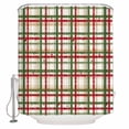 thumbnail image 1 of Shower Curtain, Abstract Red Green Line Waterproof Shower Curtain Set with Hooks for Bathroom Showers,Stalls and Bathtubs,36x72In Watercolor Geometric Plaid, 1 of 9