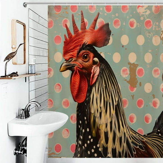 Shower Curtain Abstract Rooster Polka Dots Bathroom Waterproof Polyester Home Ration Curtain With Hook