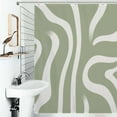 thumbnail image 1 of Shower Curtain Abstract Sage Green Wave Pattern Polyester Waterproof Home Ration Curtain With Hook, 1 of 4