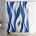 thumbnail image 1 of Shower Curtain, Abstracts Twists Lines Waterproof Shower Curtain Set with Hooks for Bathroom Showers,Stalls and Bathtubs,60x72In Blue White Gradients Striped, 1 of 8