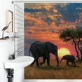 thumbnail image 1 of Shower Curtain African Elephant Sunset Pattern Bathroom Waterproof Polyester Home Ration Curtain With Hook, 1 of 4