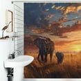 thumbnail image 1 of Shower Curtain African Elephant Sunset Pattern Polyester Waterproof Home Ration Curtain With Hook, 1 of 4