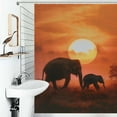 thumbnail image 1 of Shower Curtain African Elephant Sunset Pattern Polyester Waterproof Home Ration Curtain With Hook, 1 of 4