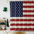 thumbnail image 1 of Shower Curtain, American Flag on Wood Plank Waterproof Shower Curtain Set with Hooks for Bathroom Showers,Stalls and Bathtubs,72x72In Vintage Red Blue Stripe Star, 1 of 9