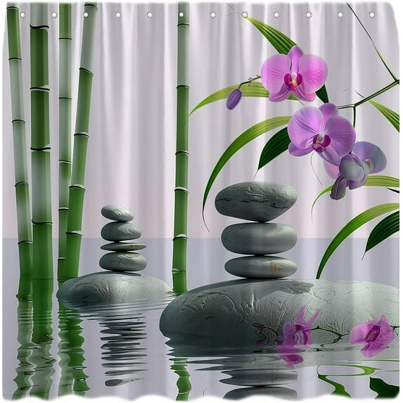 Shower Curtain Animal Rainforest Lake Lotus Flower Fantasy Creative Bathroom Curtains Decor Fabric Set Include Hooks,(70" Wx84 H)