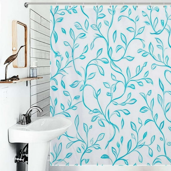 Shower Curtain Aqua Leaves Floral Seamless Pattern Bathroom Waterproof Polyester Home Ration Curtain With Hook