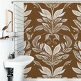 thumbnail image 1 of Shower Curtain Art Deco Gold Pattern Polyester Waterproof Home Ration Curtain With Hook, 1 of 4