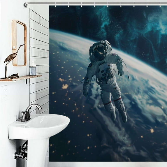 Shower Curtain Astronaut Space Odyssey Bathroom Waterproof Polyester Home Ration Curtain With Hook