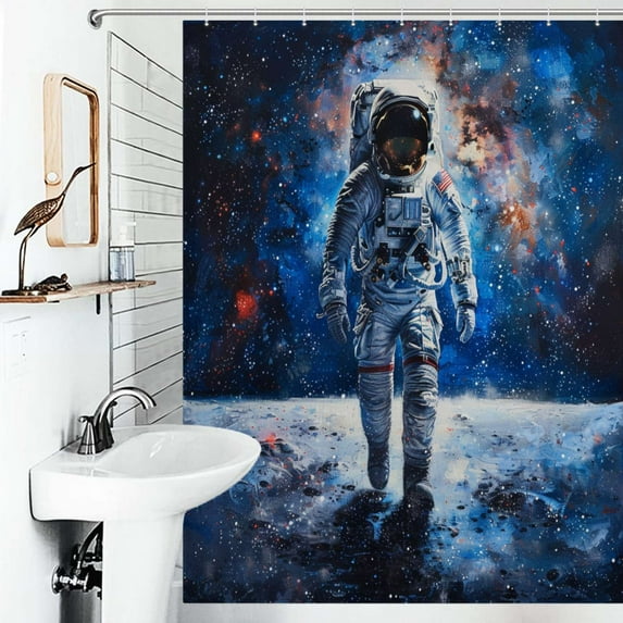Shower Curtain Astronaut Space Odyssey Polyester Waterproof Home Ration Curtain With Hook