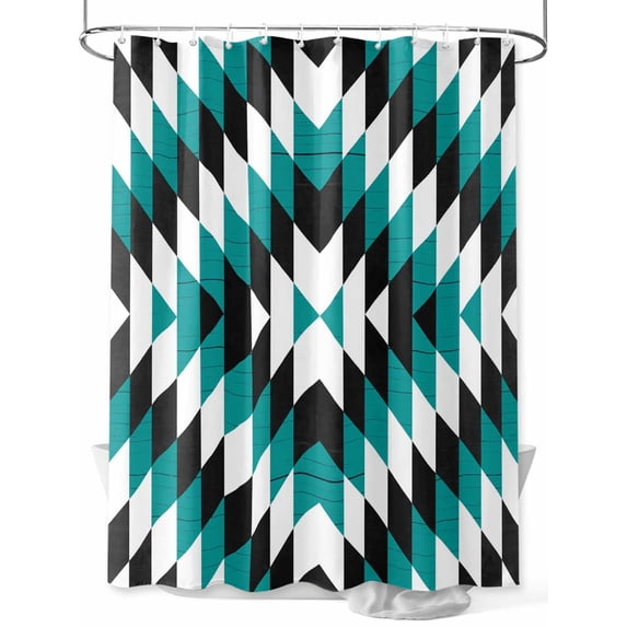 Shower Curtain Aztec Boho Bathroom Curtains with Hooks, Waterproof Fabric Bohemian Abstract Geometric Turquoise Bath Shower Curtains Set for Bathroom Bathtubs Decor 36x72 Inch