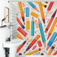 thumbnail image 1 of Shower Curtain Back To School Messy Pencils Art Polyester Waterproof Home Ration Curtain With Hook, 1 of 4