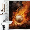 thumbnail image 1 of Shower Curtain Baseball Fire Bathroom Waterproof Polyester Home Ration Curtain With Hook, 1 of 4