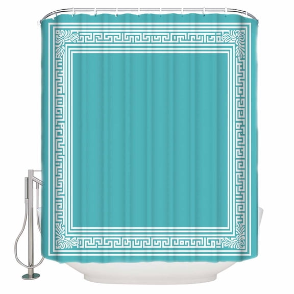 Shower Curtain for Bathroom Abstract Greece Key Pattern CyanWaterproof Bath Curtains Shower Curtains with Hooks,Minimalist Geometric ArtBathroom Curtain Privacy Drapes for Bathtubs Toilet 72x72in