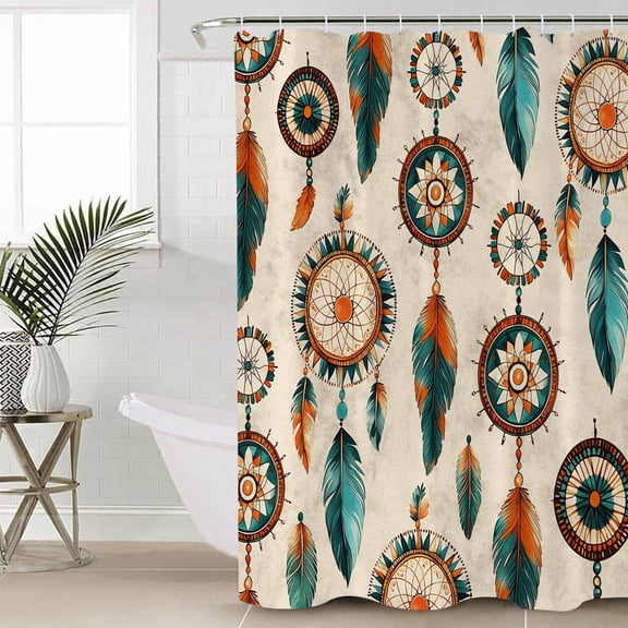 Shower Curtain for Bathroom Abstract Indian TotemWaterproof Bath Curtains Shower Curtains with Hooks,Retro Ancient Patterns on LinenBathroom Curtain Privacy Drapes for Bathtubs Toilet 36x72in