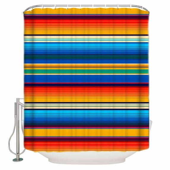 Shower Curtain for Bathroom Abstract Mexican StripesWaterproof Bath Curtains Shower Curtains with Hooks,Colorful LinesBathroom Curtain Privacy Drapes for Bathtubs Toilet 72x72in