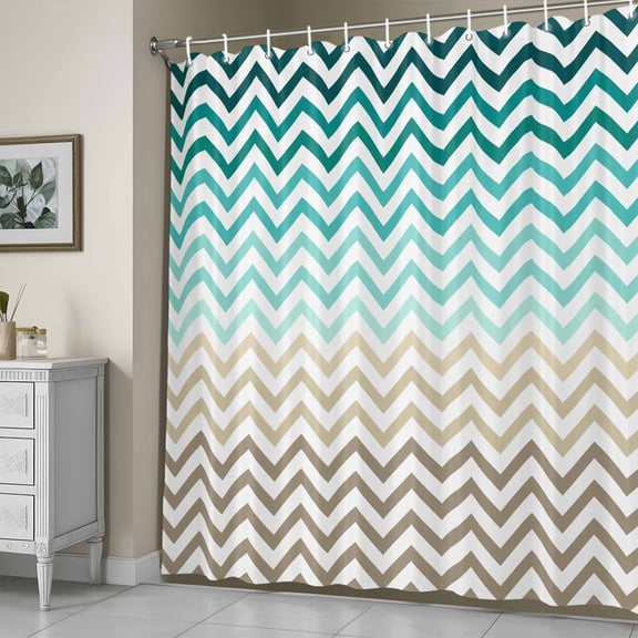Shower Curtain for Bathroom Abstract Ombre Herringbone Texture Waterproof Bath Curtains Shower Curtains with Hooks,Green Teal Khaki Gradient Bathroom Curtain Privacy Drapes for Bathtubs 72x72in