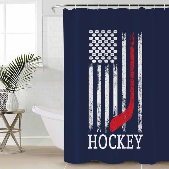 Shower Curtain for Bathroom American Ice Hockey SportsWaterproof Bath Curtains Shower Curtains with Hooks,Stripes USA FlagBathroom Curtain Privacy Drapes for Bathtubs Toilet 36x72in