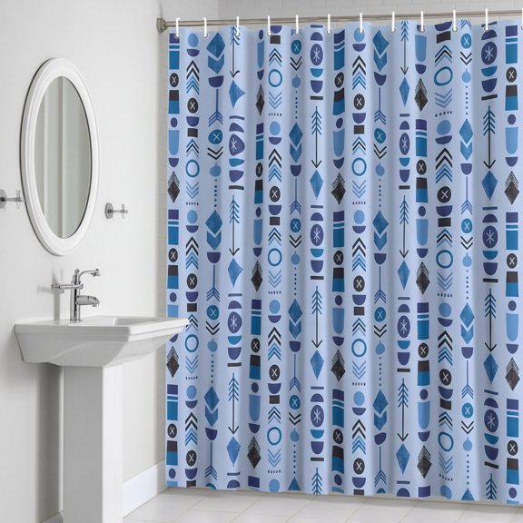 Shower Curtain for Bathroom Blue Aztec Tribal Arrows Waterproof Bath Curtains Shower Curtains with Hooks,Southwestern Geometric Art Bathroom Curtain Privacy Drapes for Bathtubs Toilet 72x72in