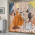 thumbnail image 1 of Shower Curtain for Bathroom Boho Retro Sketch Western Cowboy Waterproof Bath Curtains Shower Curtains with Hooks,Abstract Style Desert Cactus Bathroom Curtain Privacy Drapes for Bathtubs 72x72in, 1 of 9