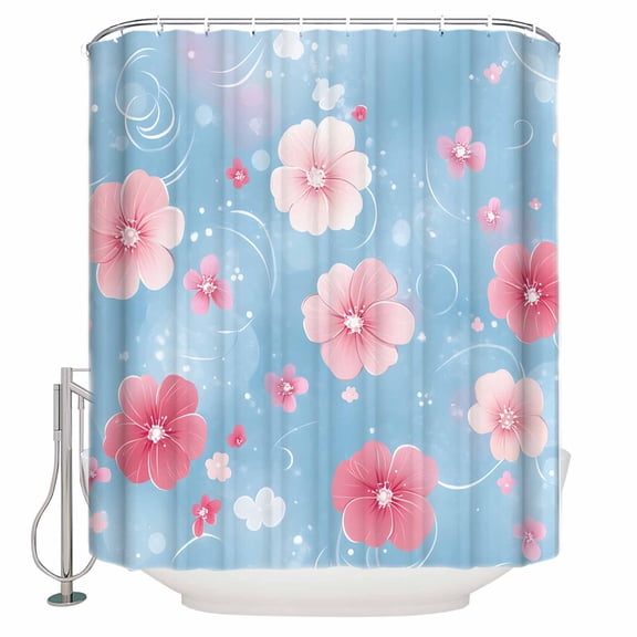 Shower Curtain for Bathroom Classic Pink Flower RipplesWaterproof Bath Curtains Shower Curtains with Hooks,Fantasy FloralBathroom Curtain Privacy Drapes for Bathtubs Toilet 72x72in