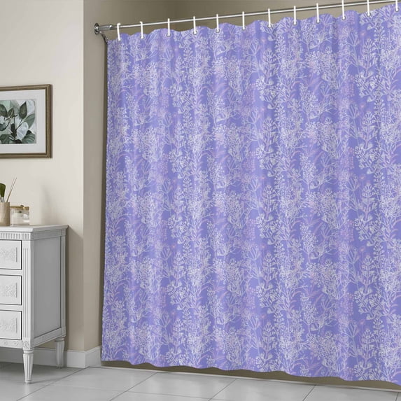 Shower Curtain for Bathroom Country Flower Lavender Texture Waterproof Bath Curtains Shower Curtains with Hooks,Botanical Floral on Purple Bathroom Curtain Privacy Drapes for Bathtubs Toilet 72x72in